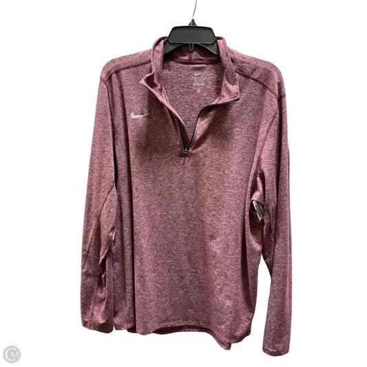Athletic Top Long Sleeve Collar By Nike In Red, Size: L