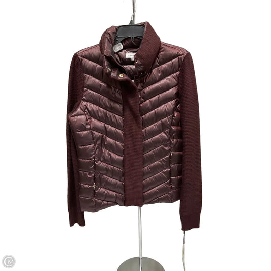 Coat Puffer & Quilted By Calvin Klein In Maroon, Size: M