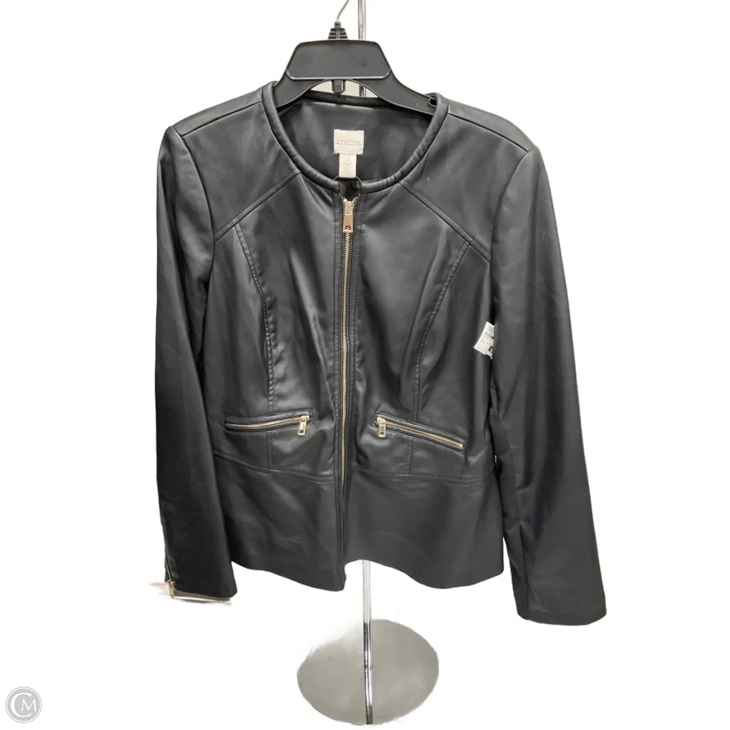 Jacket Moto By Chicos In Black, Size: L