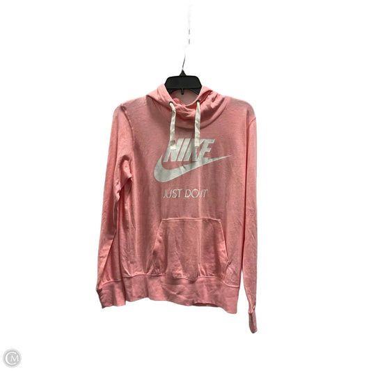 Athletic Top Long Sleeve Hoodie By Nike Apparel In Pink, Size: L
