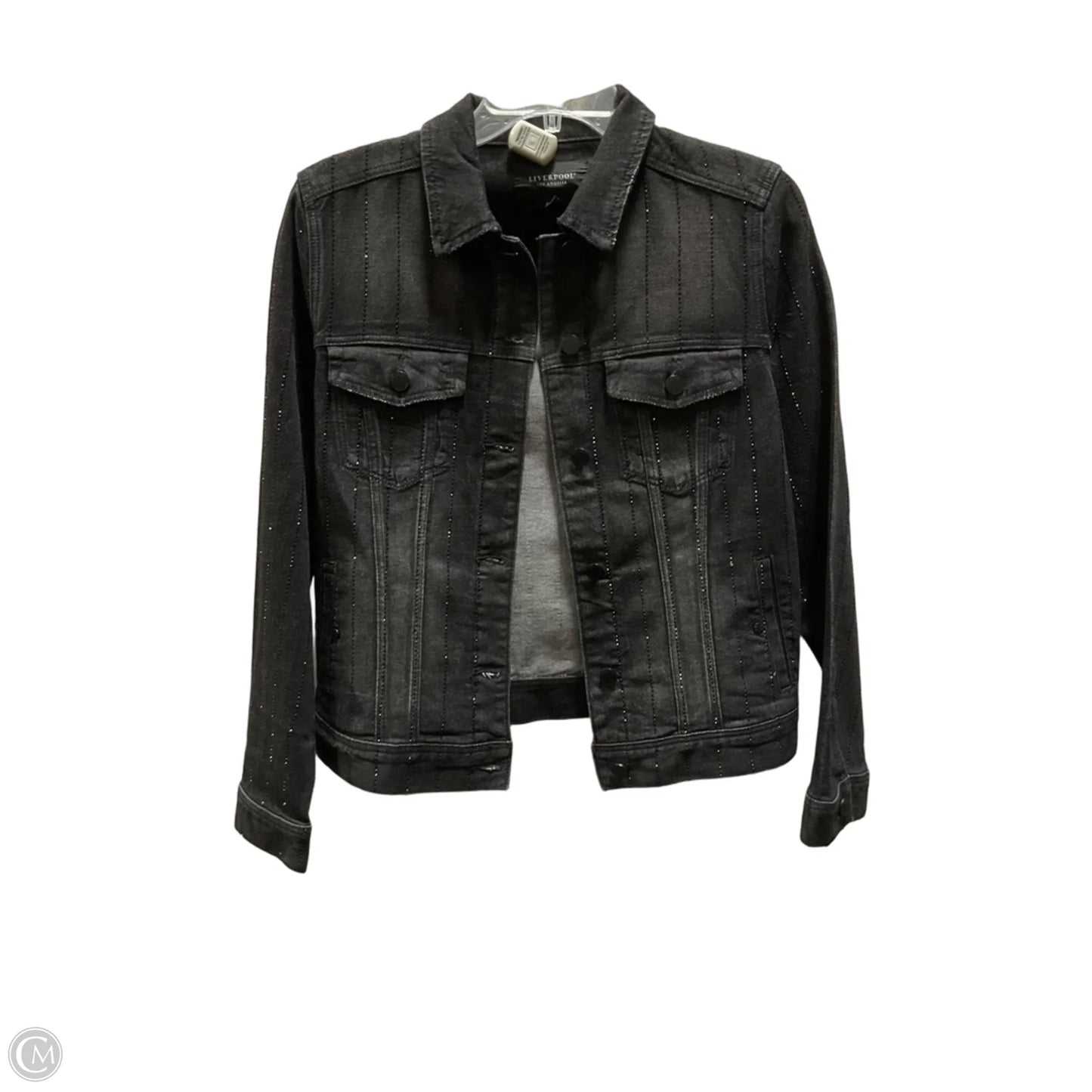 Jacket Denim By Liverpool In Black Denim, Size: S