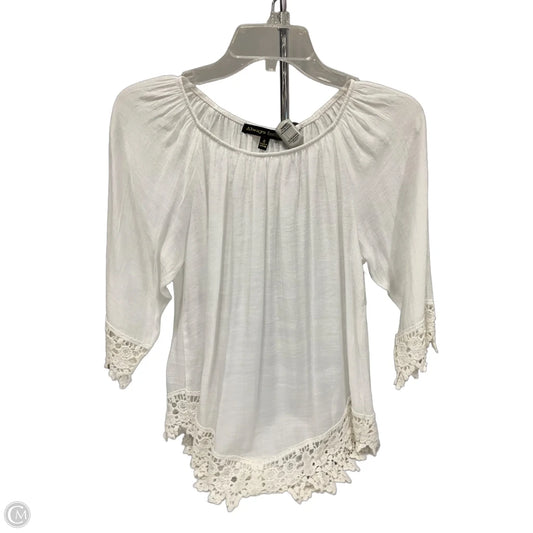 Top 3/4 Sleeve By Always Indigo In White, Size: S