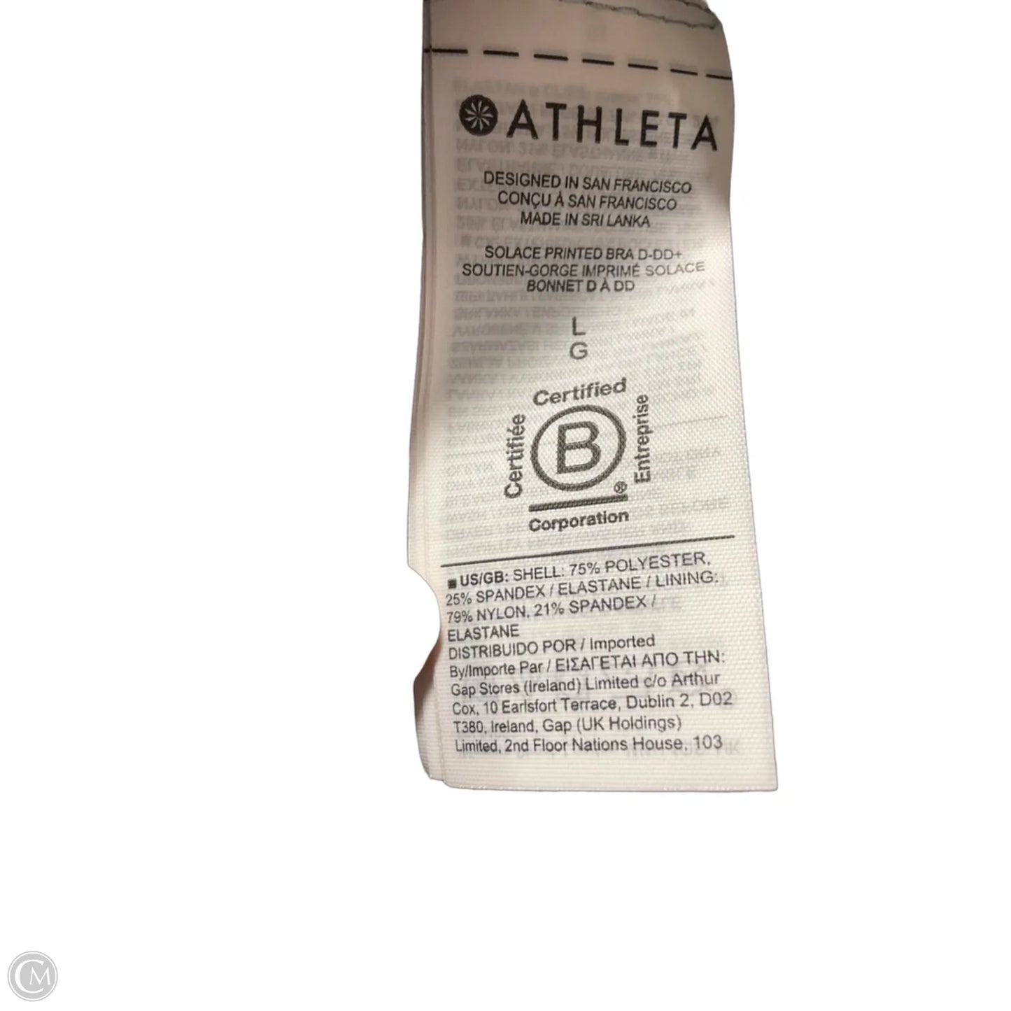 Athletic Bra By Athleta In Tie Dye Print, Size: L