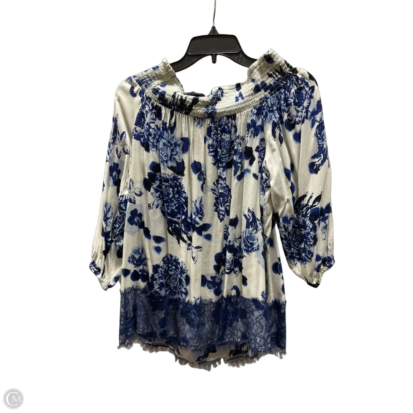 Top 3/4 Sleeve By Chelsea And Theodore In Blue & White, Size: S