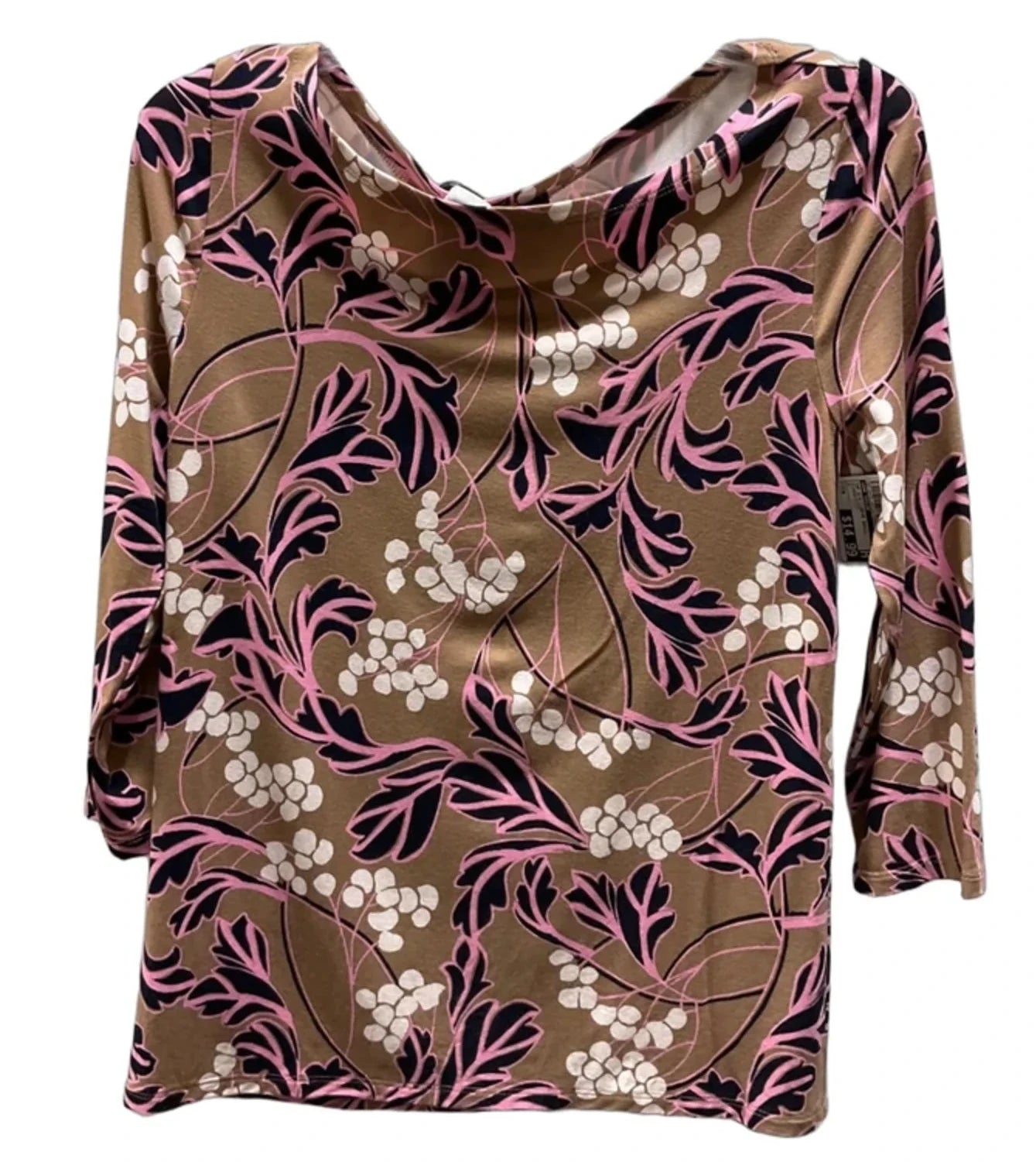 Top 3/4 Sleeve Basic By Ann Taylor In Floral Print, Size: M