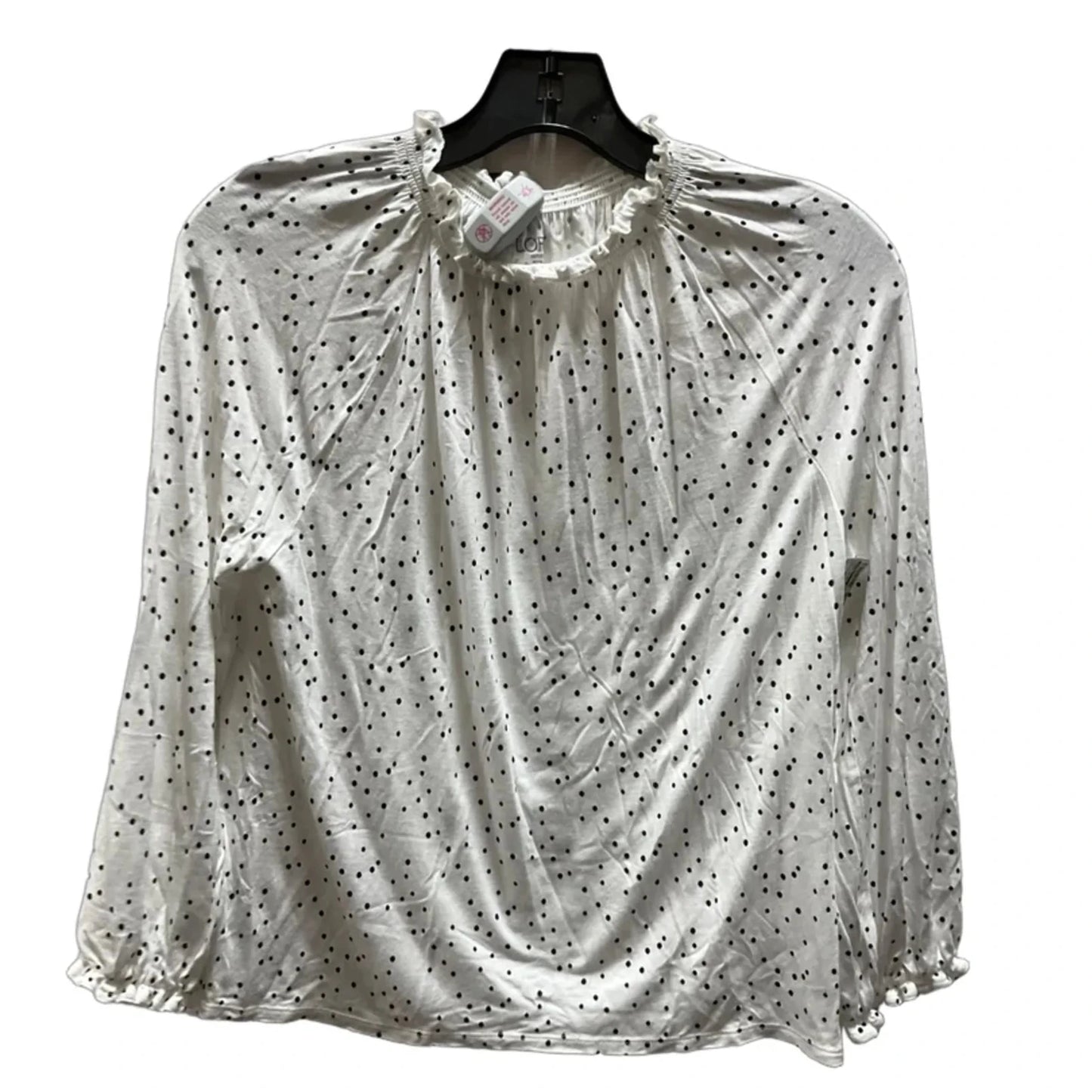 Top 3/4 Sleeve By Loft In Polkadot Pattern, Size: S
