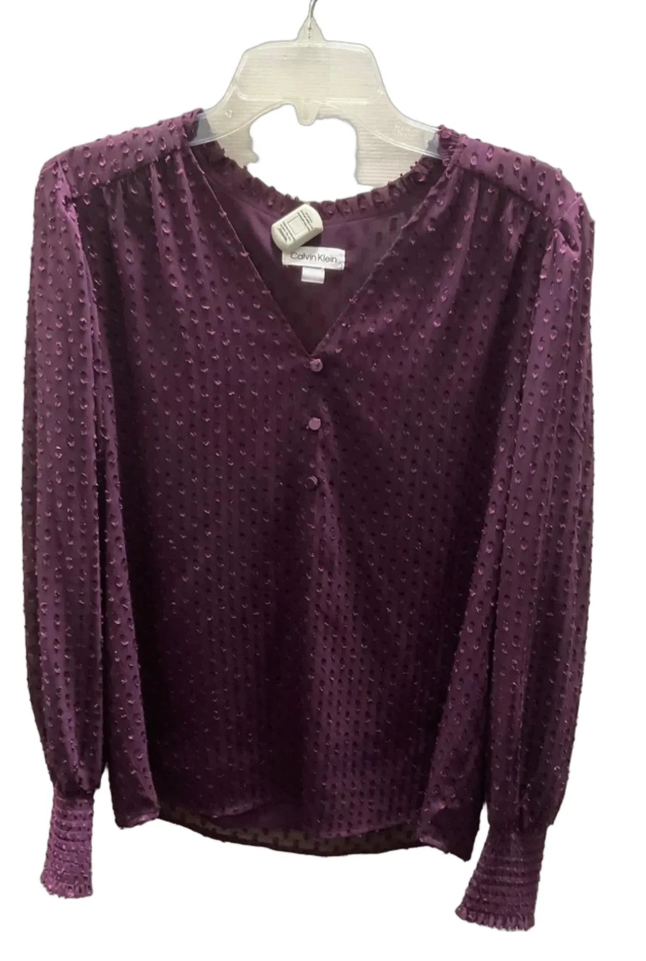 Top Long Sleeve By Calvin Klein In Purple, Size: M