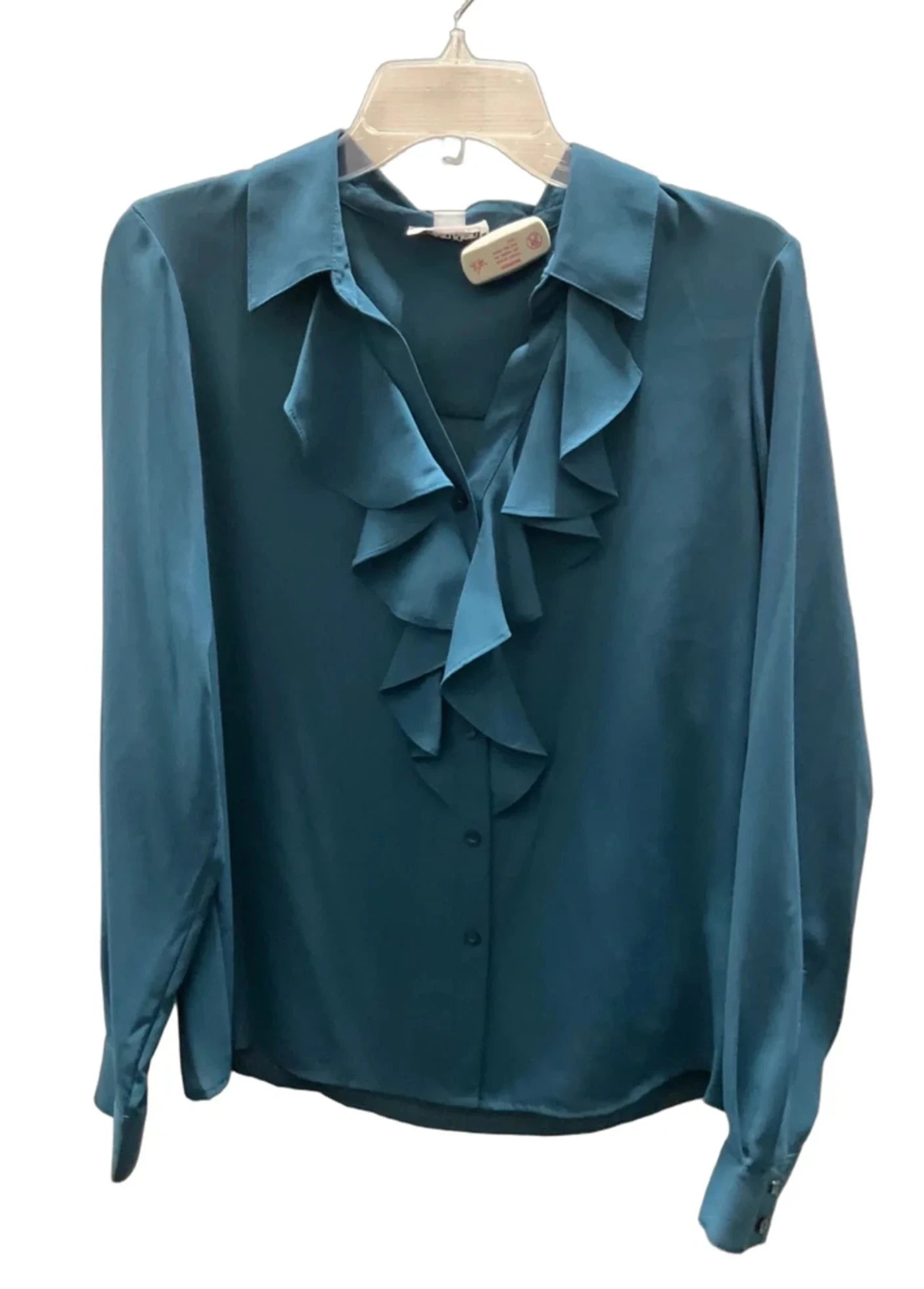 Blouse Long Sleeve By Calvin Klein In Teal, Size: M