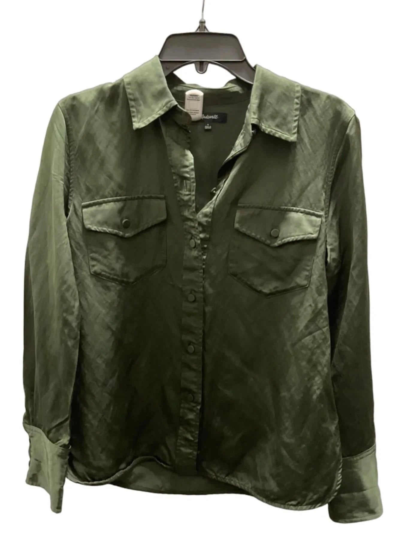 Blouse Long Sleeve By Madewell In Green, Size: 8