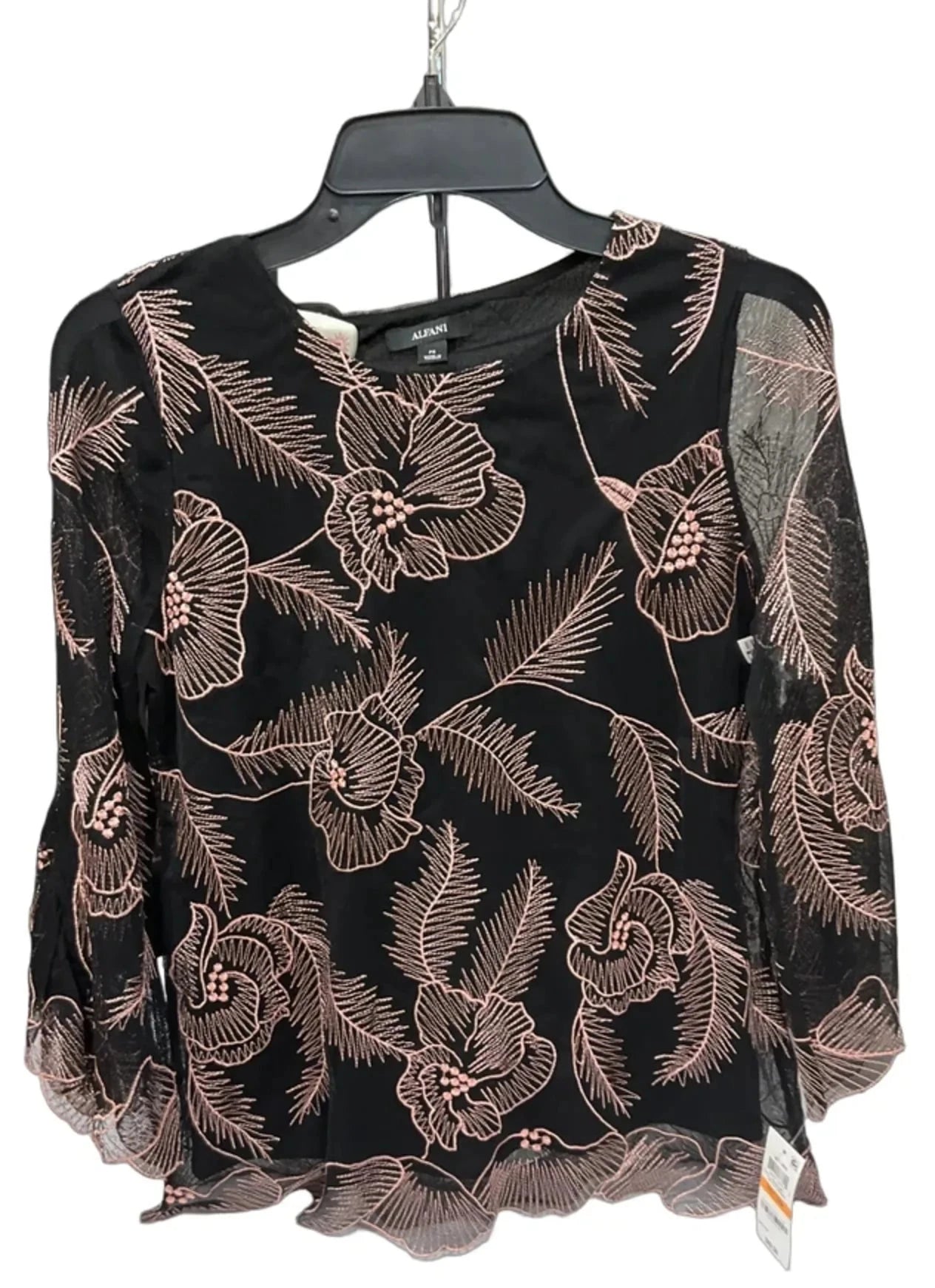 Top 3/4 Sleeve By Alfani In Black & Pink, Size: Sp