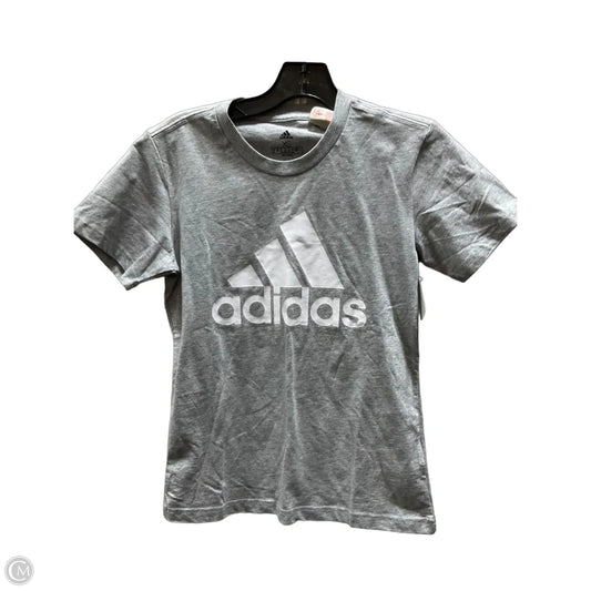 Athletic Top Short Sleeve By Adidas In Grey, Size: Xs