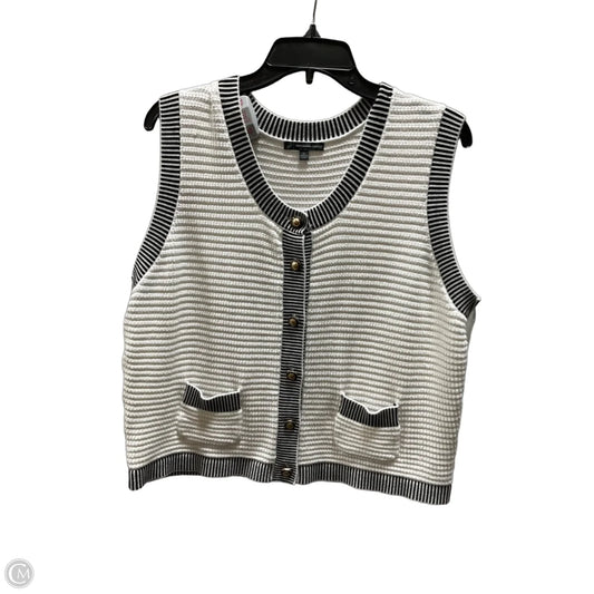 Vest Sweater By Adrianna Papell In Black & White, Size: Xl