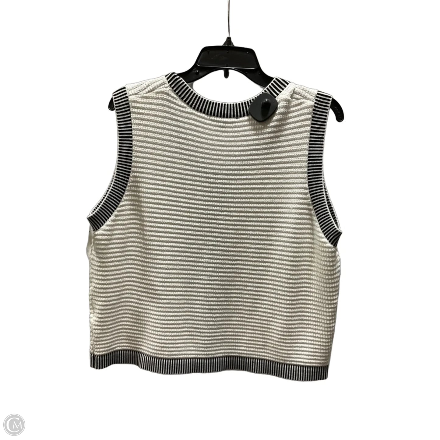 Vest Sweater By Adrianna Papell In Black & White, Size: Xl