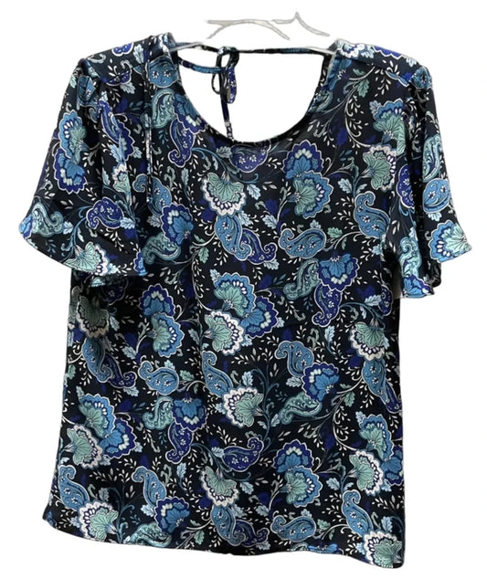 Top Short Sleeve By Loft In Paisley Print, Size: S
