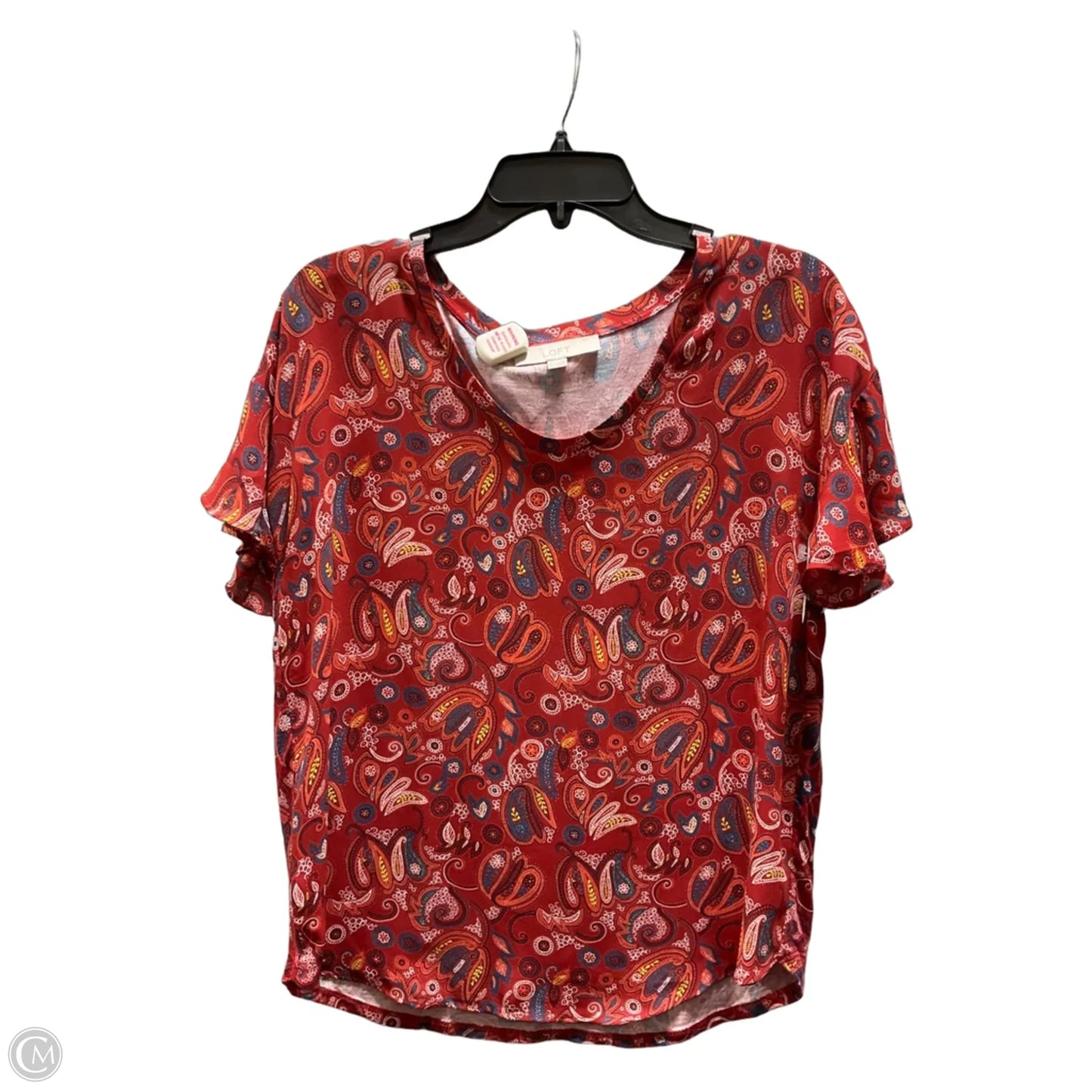 Top Short Sleeve By Loft In Paisley Print, Size: S