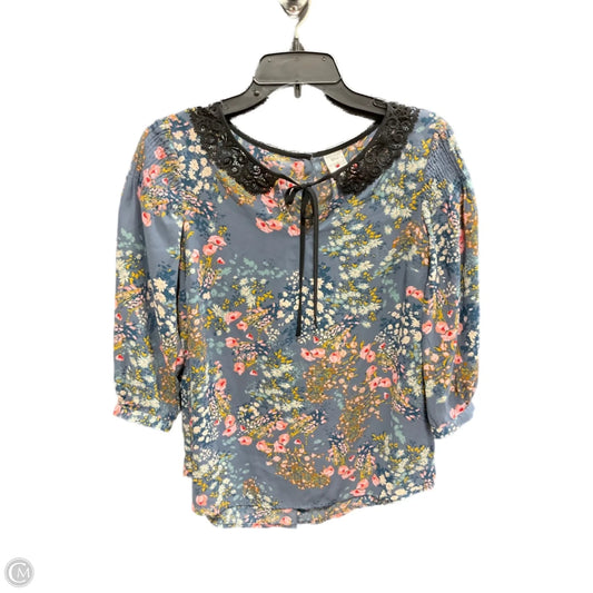 Top 3/4 Sleeve By Lc Lauren Conrad In Floral Print, Size: S