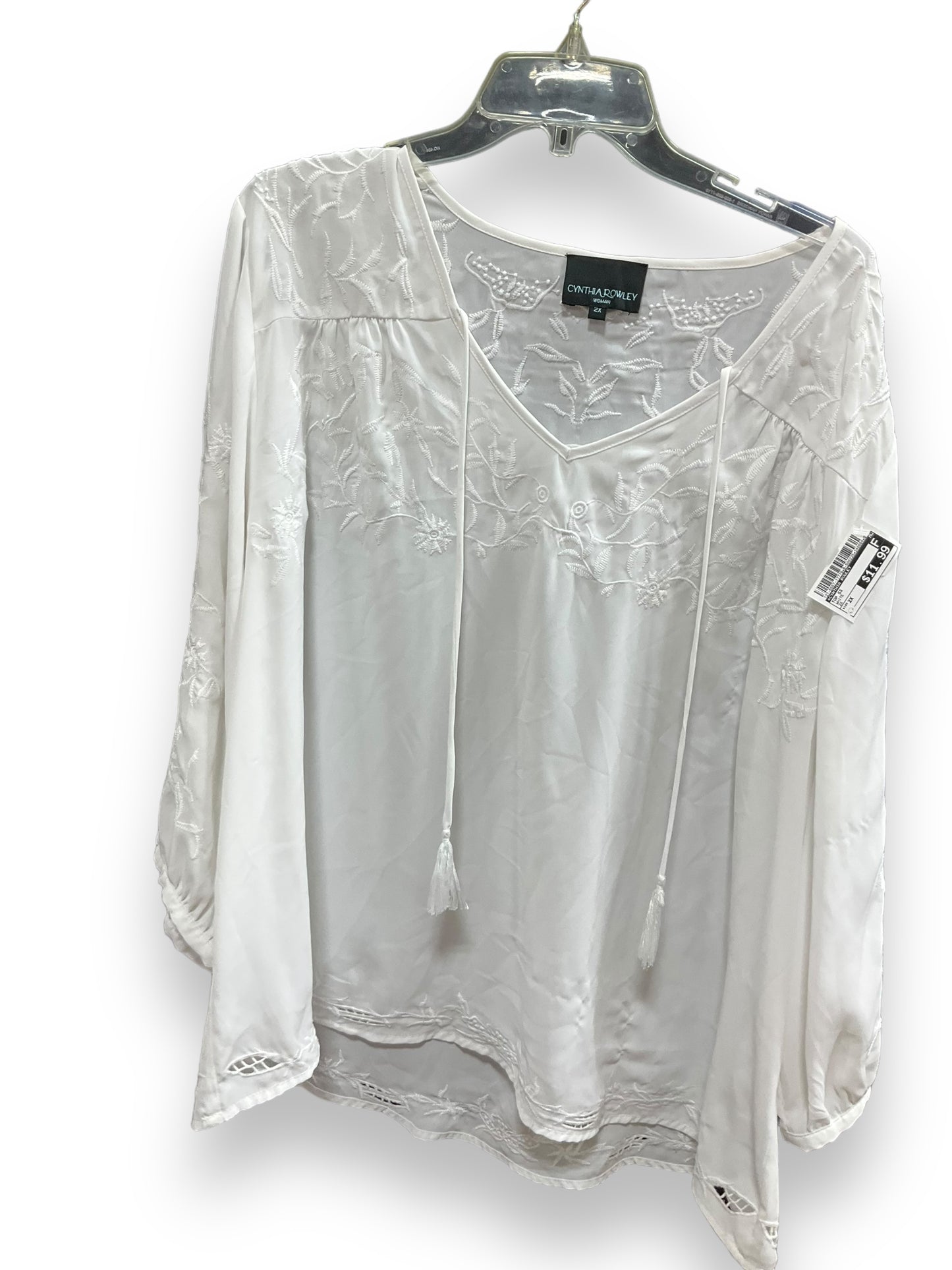 White Top Short Sleeve Cynthia Rowley, Size 2x