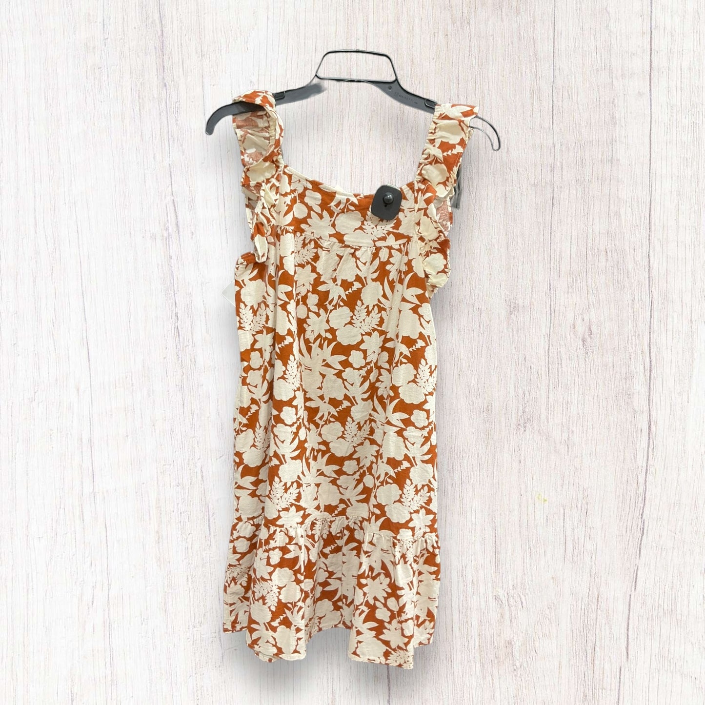 Tan & White Dress Casual Midi Universal Thread, Size S