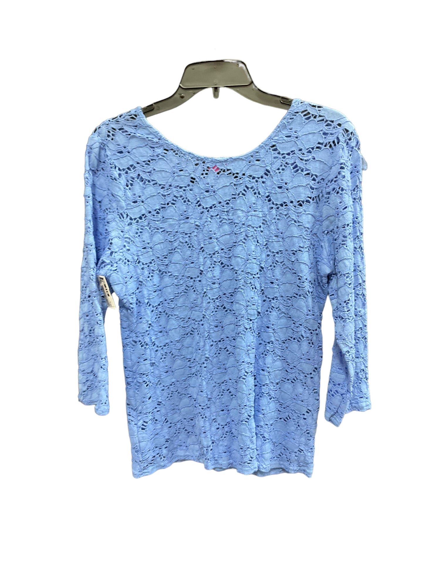 Blue Top 3/4 Sleeve Peck And Peck, Size Xl