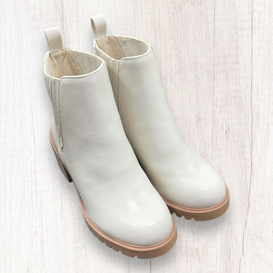 Cream Boots Ankle Heels Soda, Size 7.5