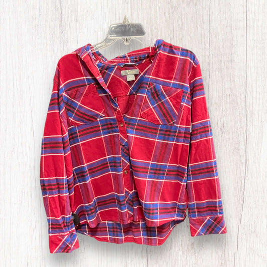 Plaid Pattern Blouse Long Sleeve Natural Reflections, Size M