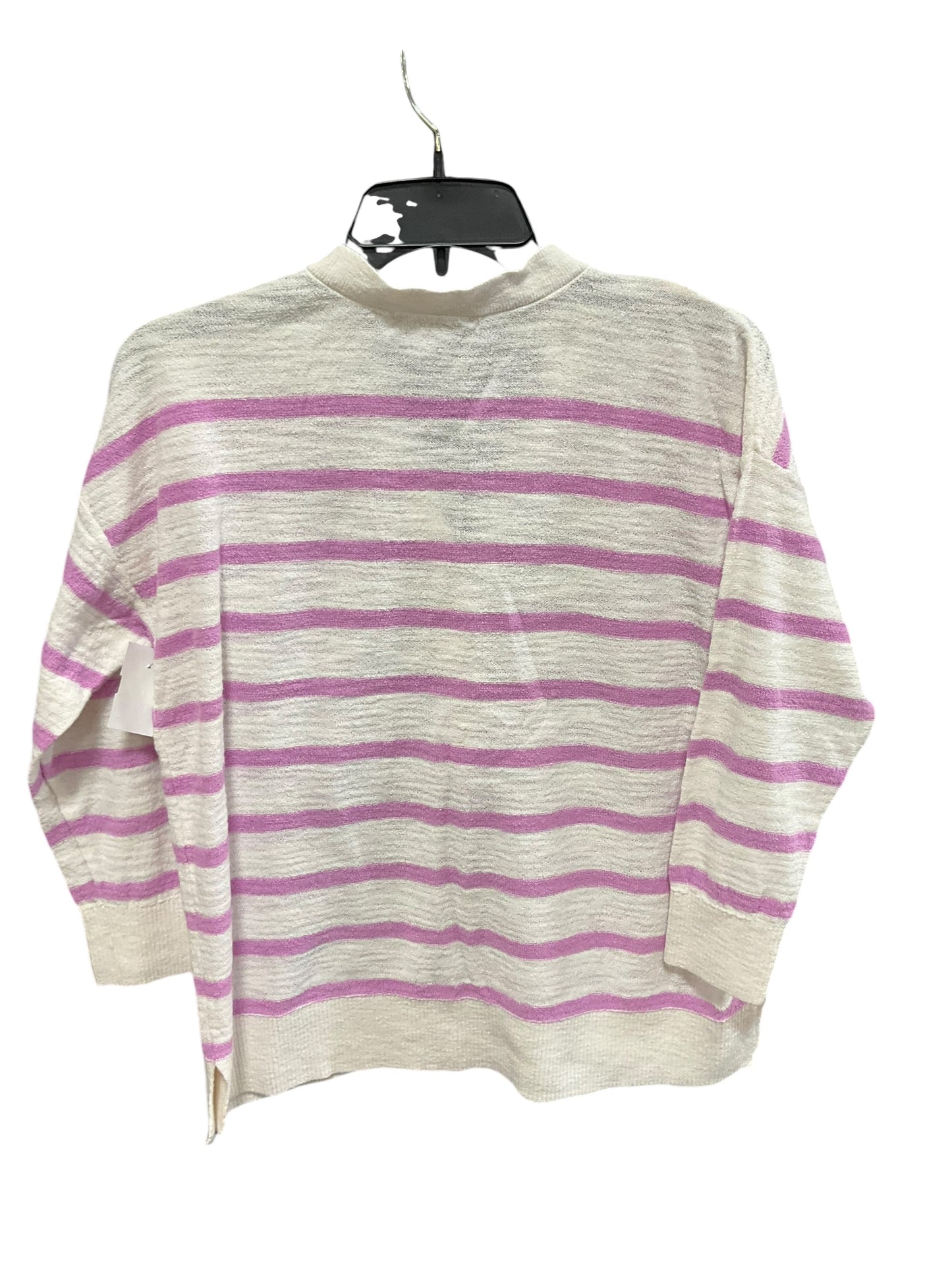 Sweater Cardigan By Loft In Striped Pattern, Size: M