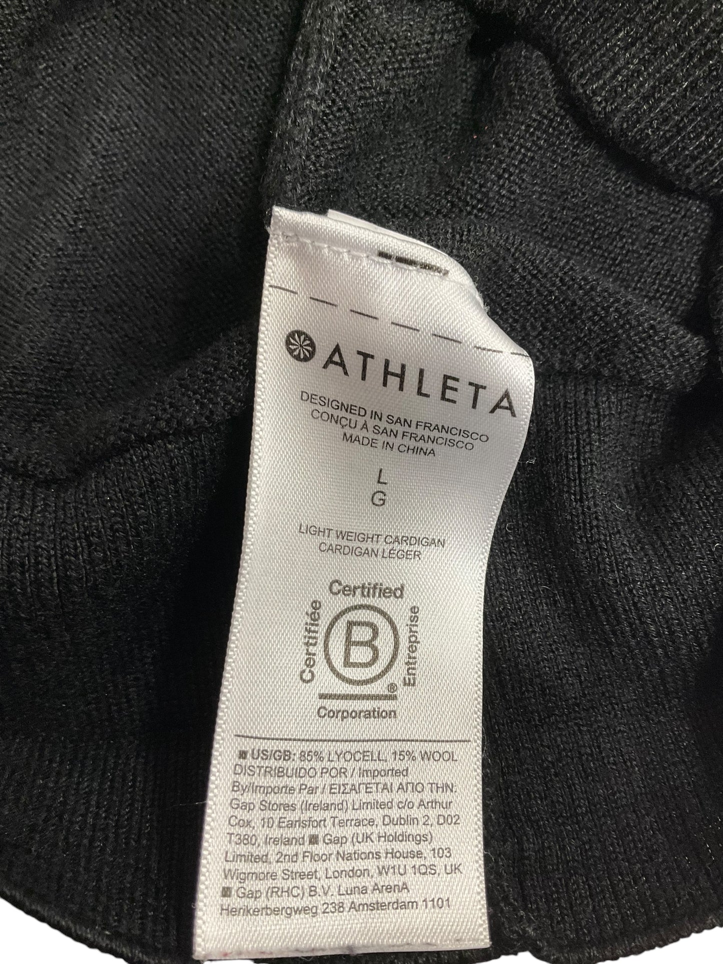 Sweater Cardigan By Athleta In Black, Size: L