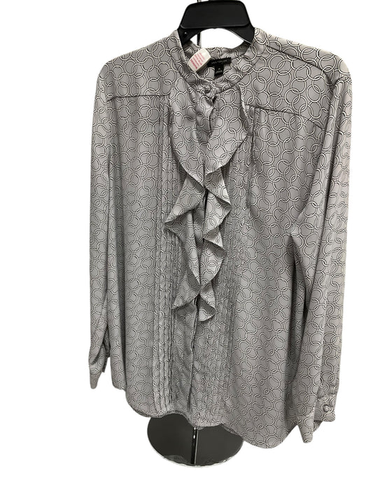 Blouse Long Sleeve By Ann Taylor In Grey, Size: Xl