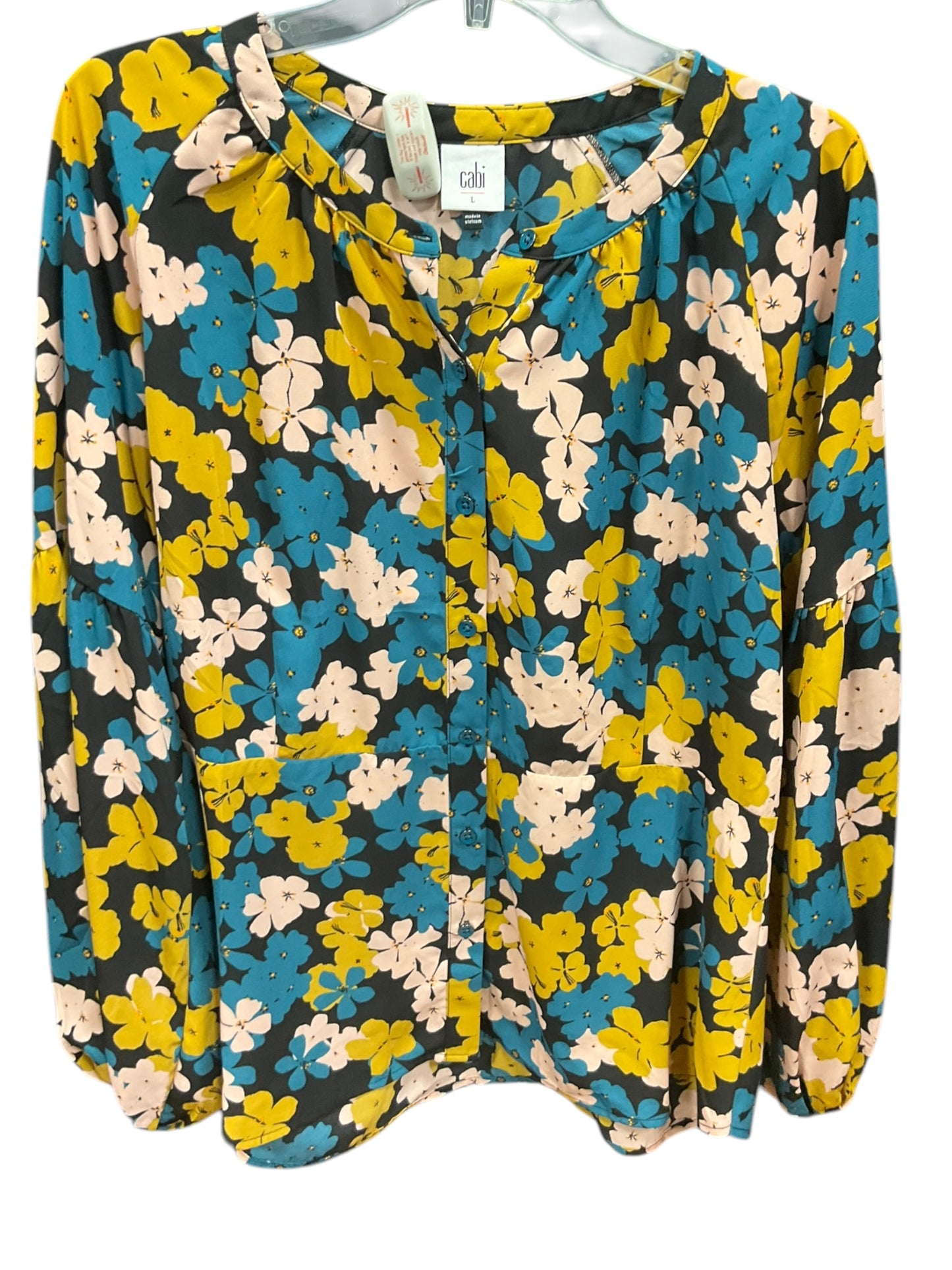 Top Long Sleeve By Cabi In Floral Print, Size: L