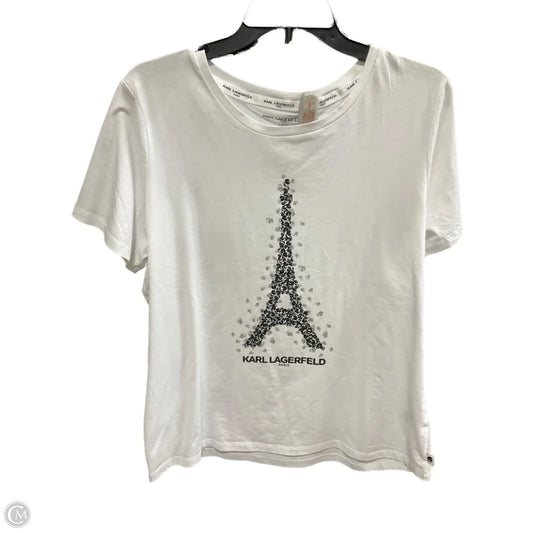 Top Short Sleeve Designer By Karl Lagerfeld In Black & White, Size: L