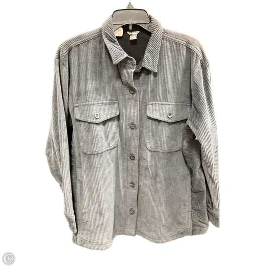 Blouse Long Sleeve By Eddie Bauer In Grey, Size: L
