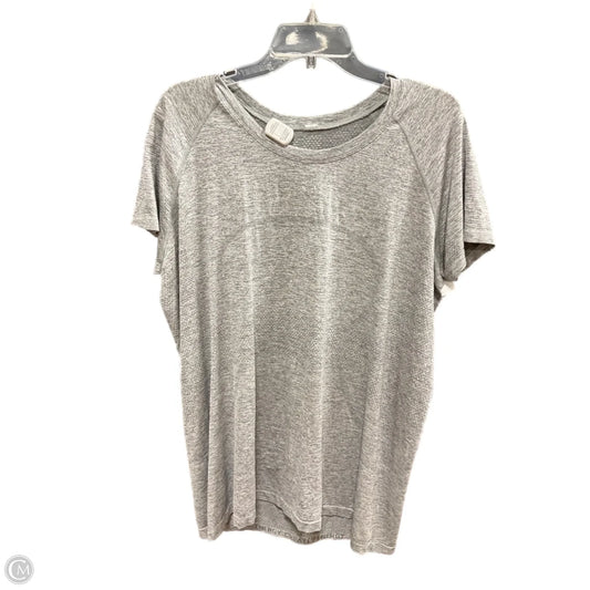 Athletic Top Short Sleeve By Lululemon In Grey, Size: L