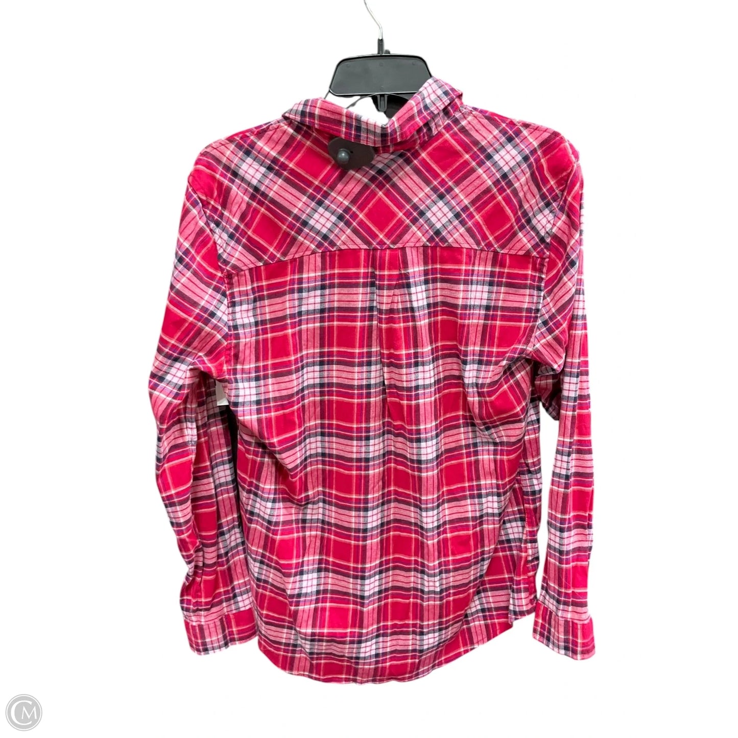 Blouse Long Sleeve By Eddie Bauer In Plaid Pattern, Size: L