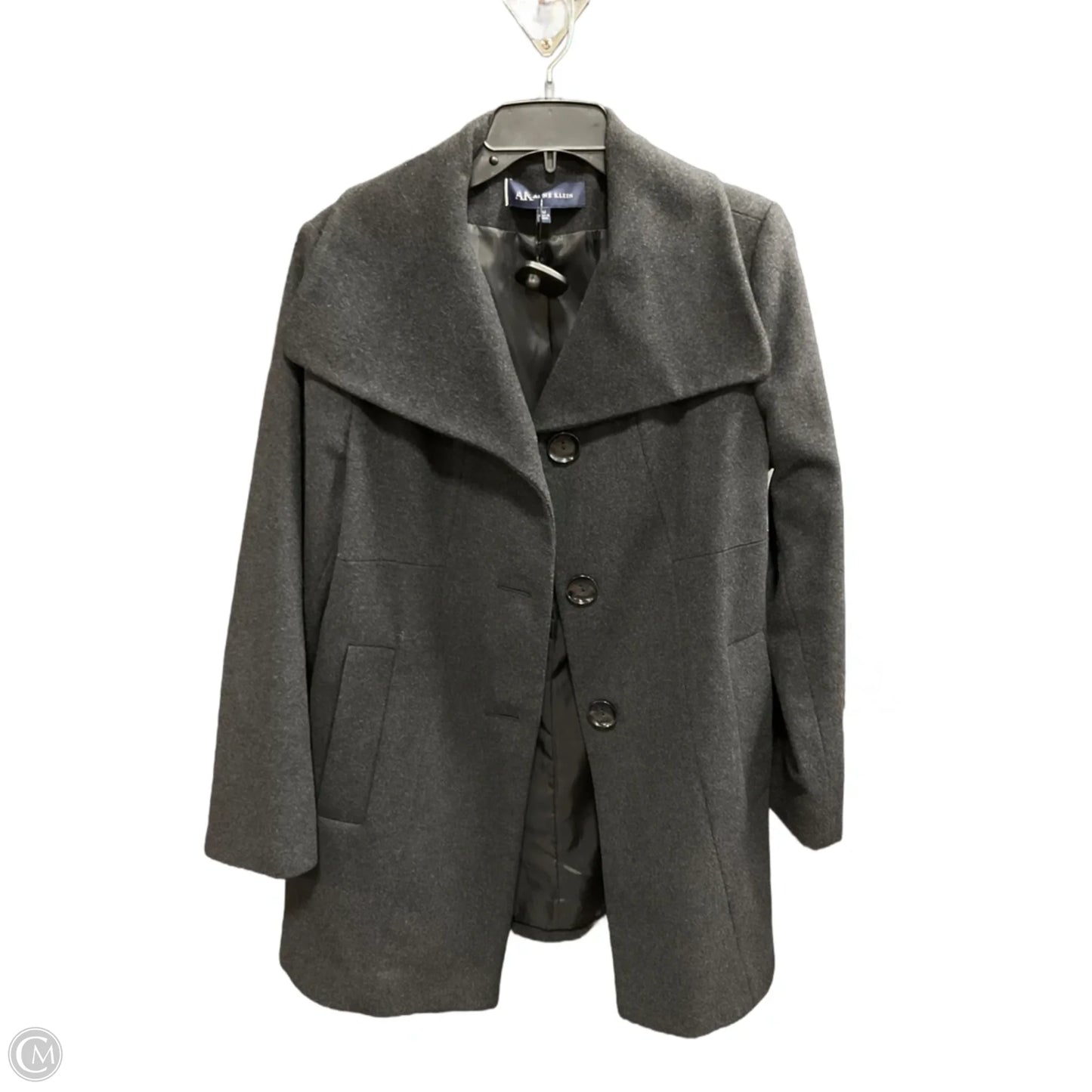 Coat Wool By Anne Klein In Grey, Size: M