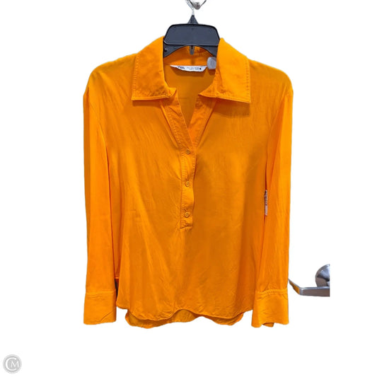 Blouse Long Sleeve By Zara In Orange, Size: L