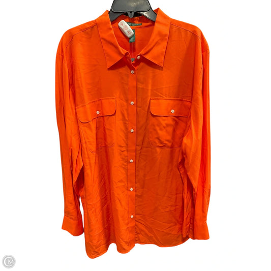 Blouse Long Sleeve By Ralph Lauren In Orange, Size: 3x