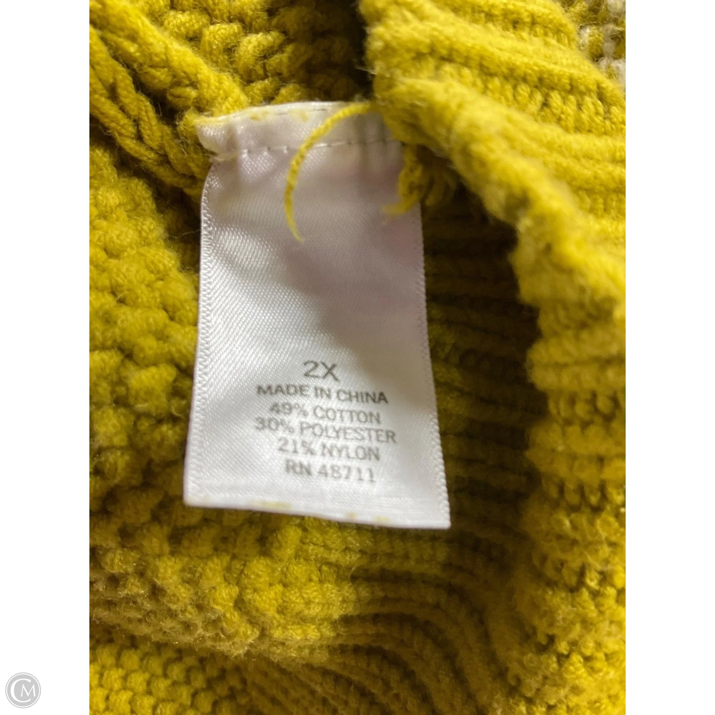 Sweater By Ophelia Roe In Green & White, Size: 2x