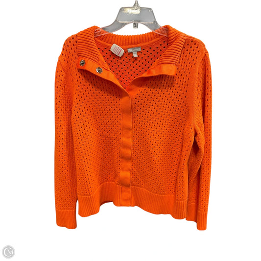 Sweater Cardigan By Talbots In Orange, Size: 2x