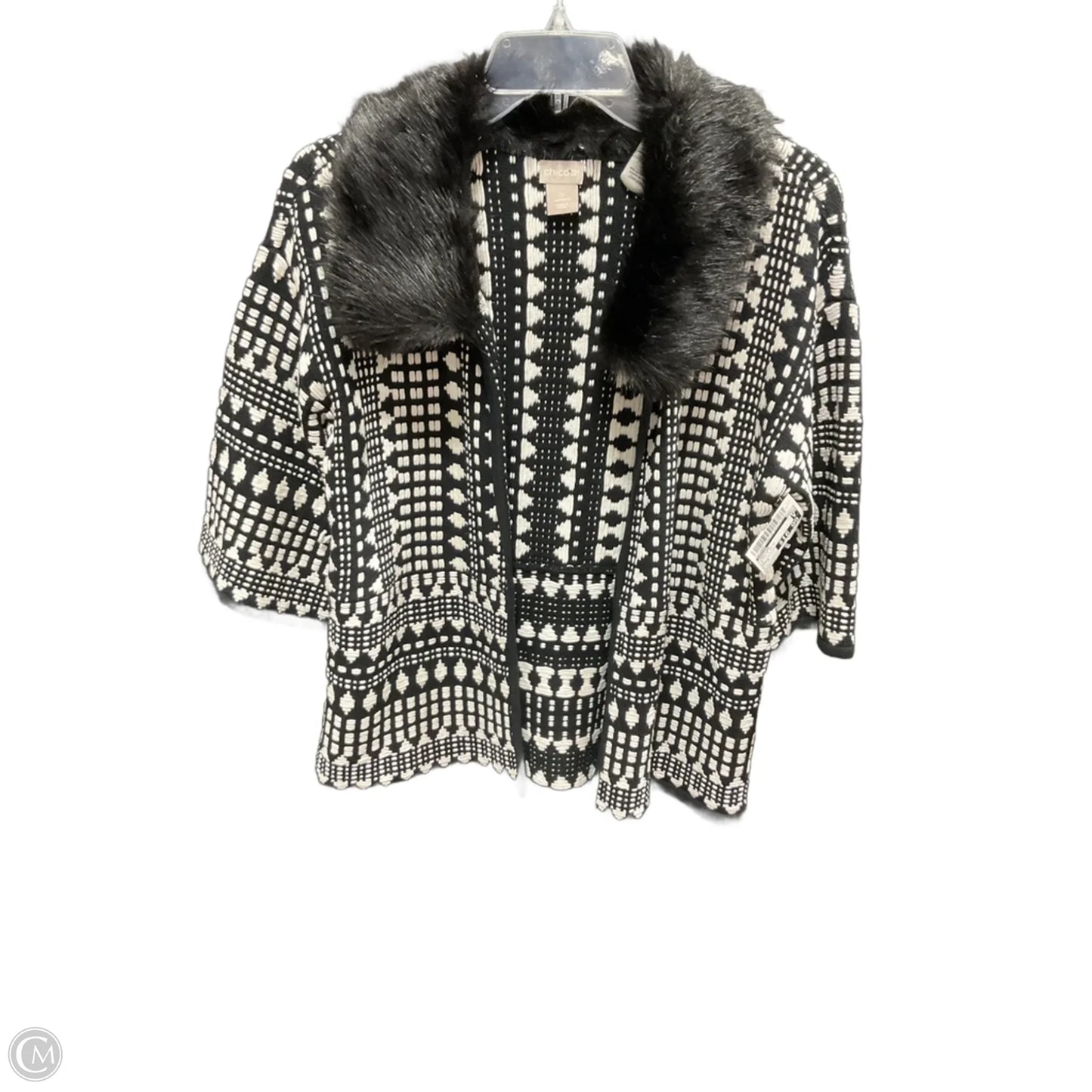 Cardigan By Chicos In Black & White, Size: S