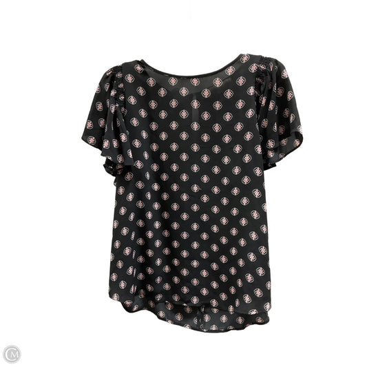 Top Short Sleeve By Loft In Black & Pink, Size: M