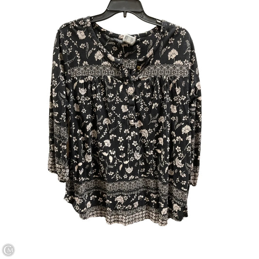 Top Long Sleeve By Lucky Brand In Floral Print, Size: 1x