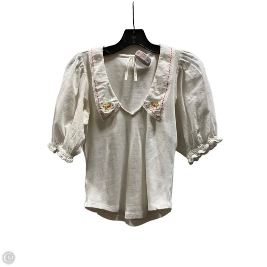 Top Short Sleeve By Anthropologie In White, Size: S