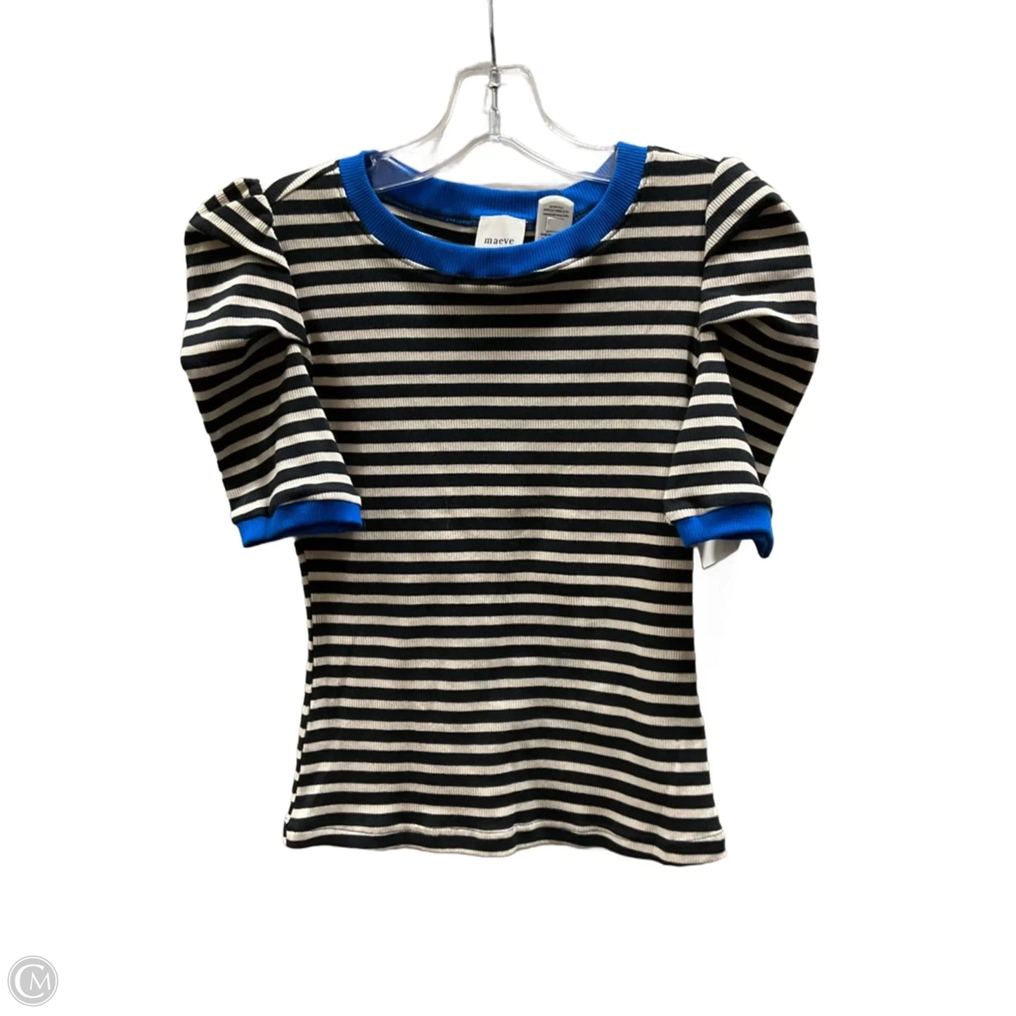 Top Short Sleeve By Maeve In Striped Pattern, Size: Xxs