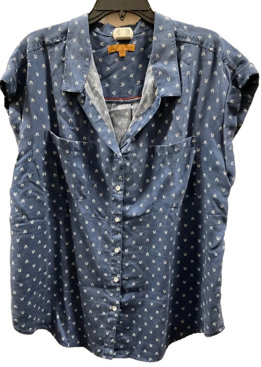 Top Short Sleeve By Jachs Girlfirend In Blue & White, Size: Xxl