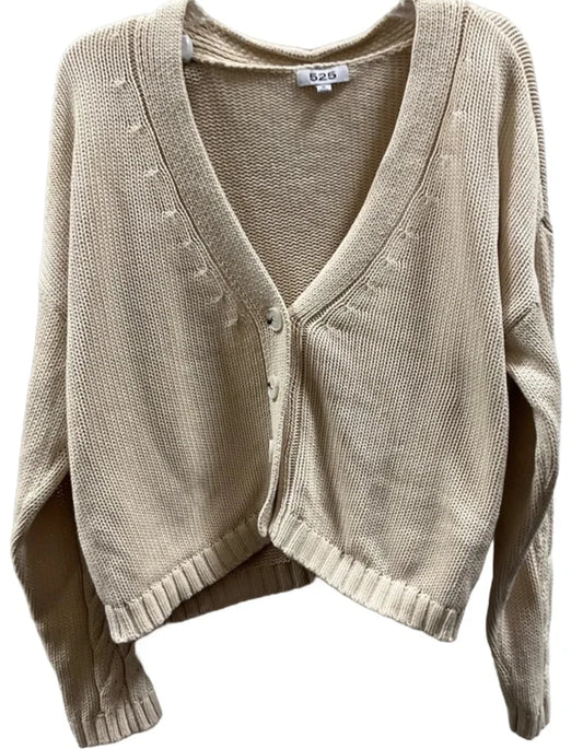 Sweater Cardigan By 525 In Beige, Size: M