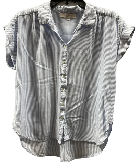 Blouse Short Sleeve By Loft In Striped Pattern, Size: M
