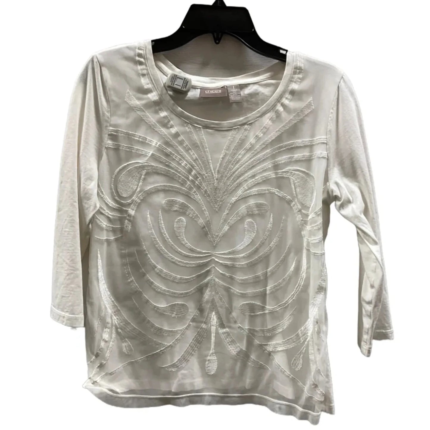 Top Long Sleeve Basic By Chicos In White, Size: M