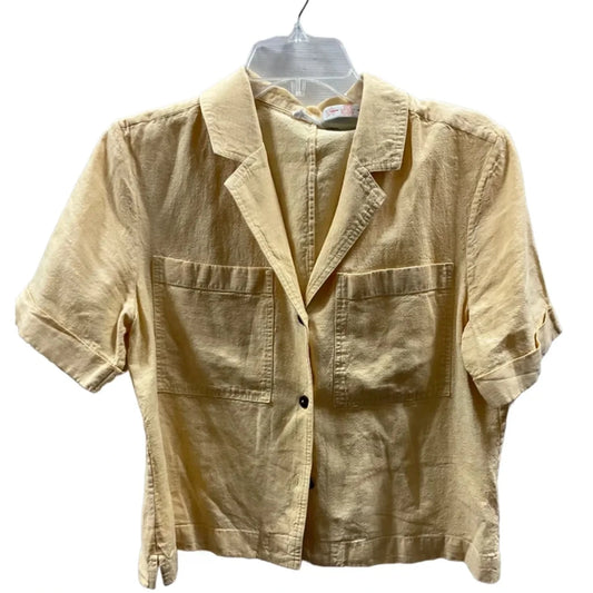 Blouse Short Sleeve By Carve Designs In Yellow, Size: S