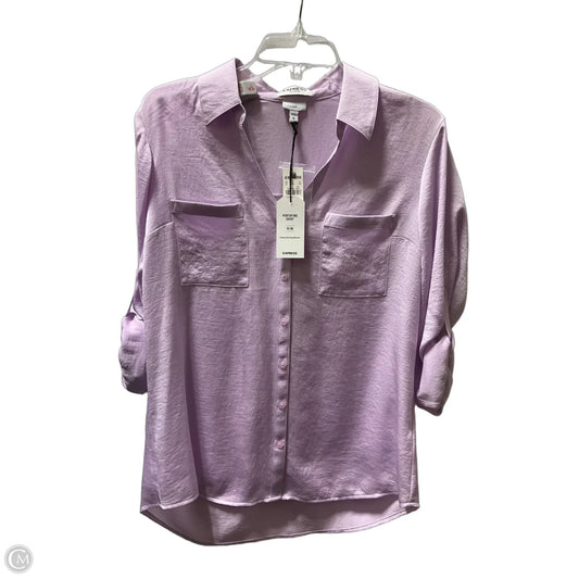 Blouse 3/4 Sleeve By Express In Purple, Size: L
