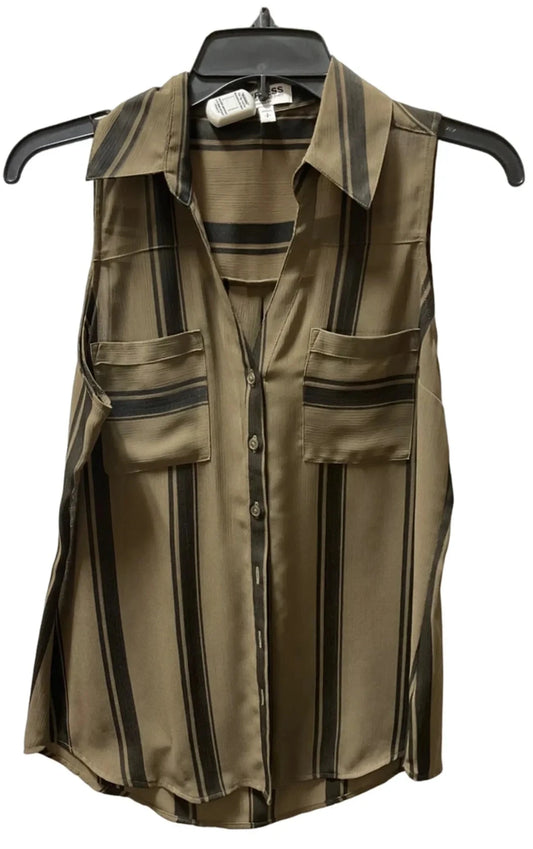 Top Sleeveless By Express In Black & Green, Size: S